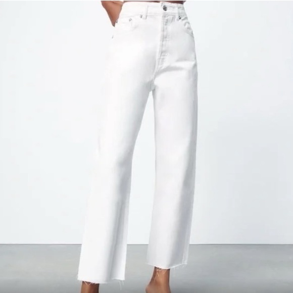 Zara Denim - Zara NWT High Rise Straight White Jeans Size 0